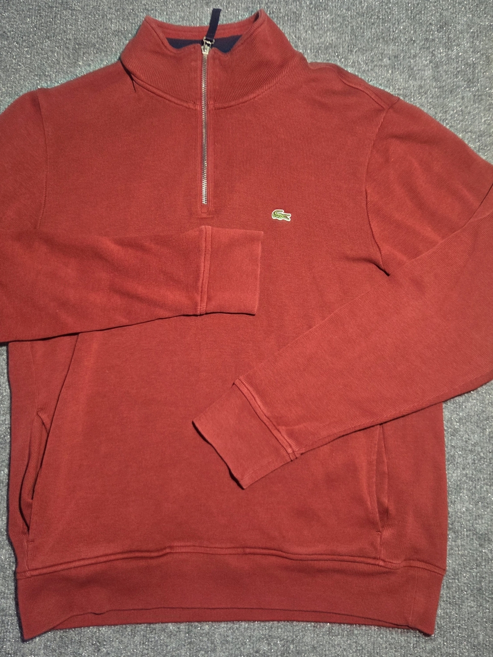 Lacoste Men's Red 1/4 Zip Pullover Sweatshirt Size US XL (FR 6) Cotton Pockets